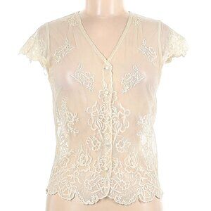 Banana Republic  Vintage-Inspired Sheer Embroidered Lace Blouse